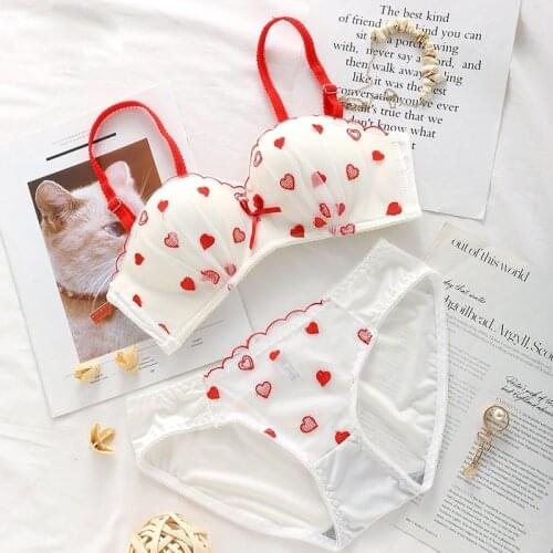 Love embroidery small seamless girls intimates young ladies bra and panty set fashion women sexy underwear brassiere sets