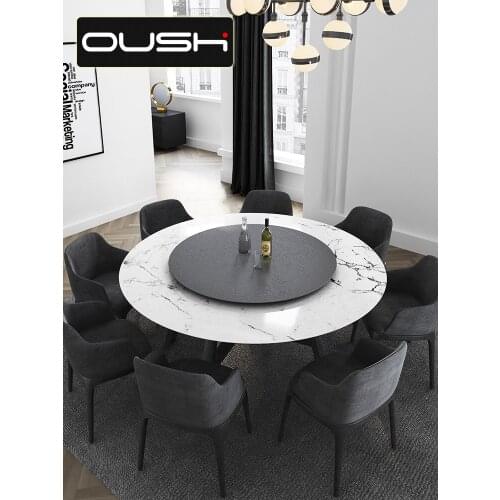 Nordic marble round table and chair combination modern simple household round table with turntable