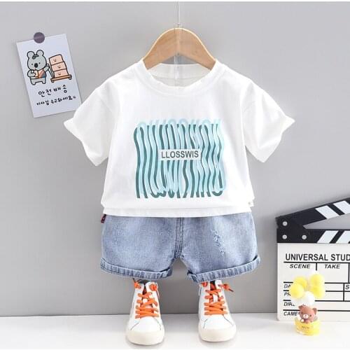 Fashion New Baby Boys Clothes Letter Print Childrens Clothing T-Shirt+Shorts 2 Pcs Kids Clothing Sets O-neck Boys Clothes 1-4 Y