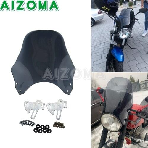 Motorcycle Round Headlight Windshield Fairing for Kawasaki BMW Aprilia Ducati YAMAHA Smoke Universal Wind Screen Deflector