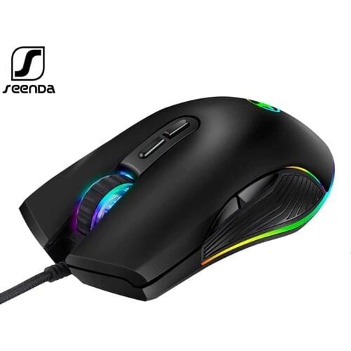 SeenDa Professional USB Wired Game Mouse 3600 DPI Type-c Mouse for Macbook Backlight LED Ergonomic Gaming Mouse For Laptop PC