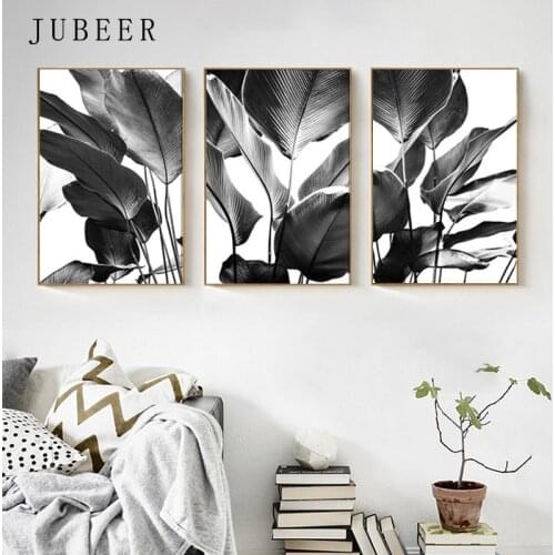 Set Of 3 Black and White Poster Banana Leaves Print Wall Art Tropical Palm Leaves Posters And Prints for Living Room Home Decor