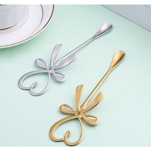 Stainless Steel Love Bow Coffee Stirring Spoon Coffee Scoop Banquet Gift Decor