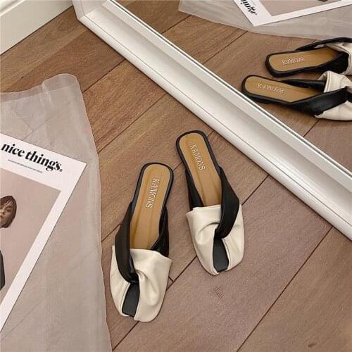 2021 Summer New Baotou Half Slippers Womens Outer Wear Fashion Flat-Bottom Casual All-match Lazy Womens Shoes Trend