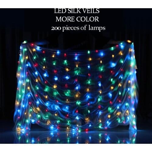Stage Performance Prop Dance Wear 100% Silk Belly Dance Accessories LED Veil 200 Pieces Lamps (Button cell)