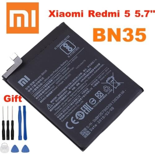 Original Redmi 5 Battery BN35 3200mAh for Xiaomi Redmi 5 5.7" High Quality Phone Replacement BN35 Battery + Free Tools