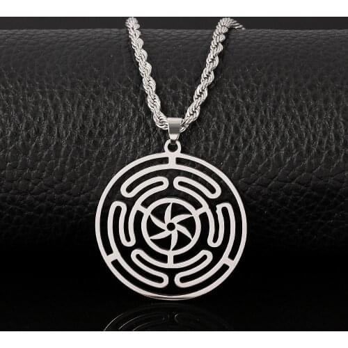 Hekate Wheel Strophalos of Hecate Necklace Stainless Steel Pendant Strophalos Yoga Lotus Magic Symbol Jewelry Gift Accessries