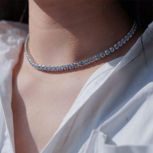 Gorgeous Tennis Zircon Necklaces For Women Trend Luxury Silver Color Collar Choker Chain Necklace On The Neck Jewelry OHN016