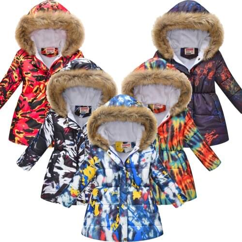 Toddler Kids Girls Boys Clothing Tie-Dye Thick Warm Parkas Hooded Zipper Coat Outwear 3 4 6 8 10 Years manteau enfant fille