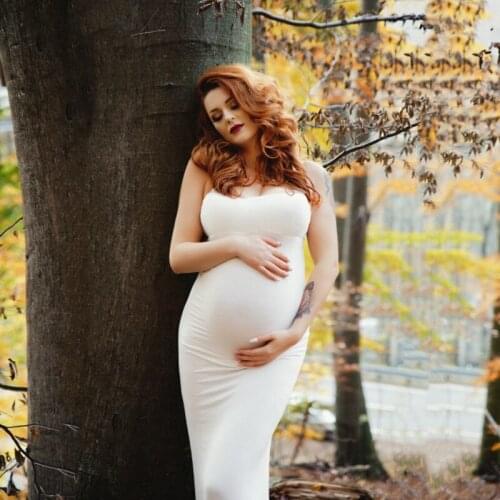 Off-the-shoulder Maternity Photography Dress Stretchy Jersey Pregnant Woman Mermaid Long Dresses For Photo Shoot