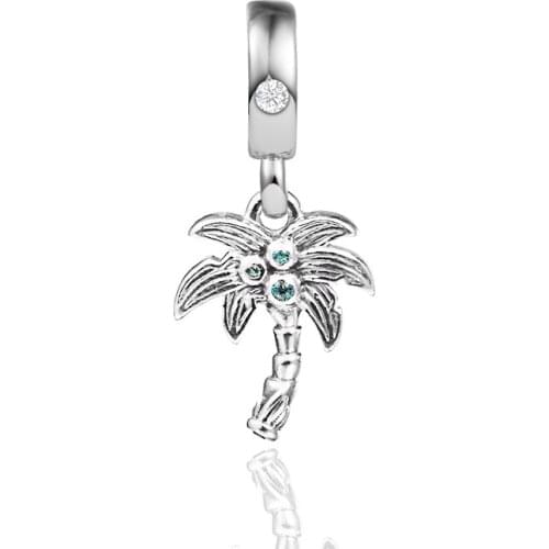 Fits Pandora 925 Original Bracelet Palm Tree & Coconuts Charms Sterling Silver Beads For Jewelry Making Pulseras