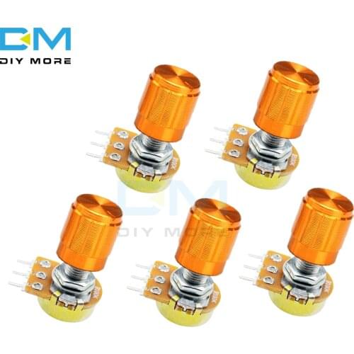 5PCS WH148 3Pin Rotary Potentiometer With Aluminum Alloy Caps 1K 5K 10K 20K 50K 100K 500K Ohm Linear Taper Potentiometer 3P 3PIN