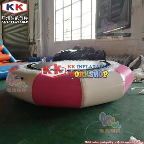 Air-tight Attractive Lake PVC Inflatable Water Trampoline Bouncer/ Pink Trampoline Floating For Water Sport Games