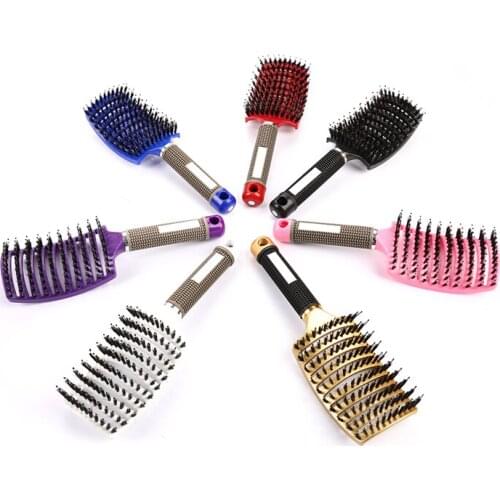 Hair Scalp Massage Comb Hairbrush Bristle Nylon Women Wet Curly Detangle Brush