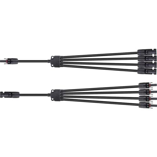 Solar Panel Connectors Y Branch 1 to 4 Parallel Adapter M/FFFF and F/MMMM Fit for Solar Panel Parallel Connection 12 AWG