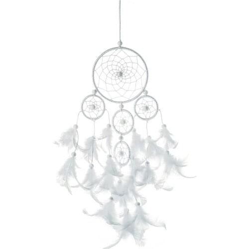 Hand Woven White Feather Dream Catcher Wall Hanging Ornaments Wedding Home Decoration Accessories Bedroom Decor Aesthetic