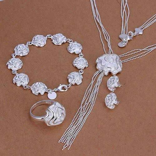 S326 925 sterling silver jewelry set, fashion jewelry set Rose Ring Stud Earrings Bracelet Necklace S326 /apjajgqa gfnaowua