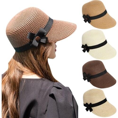 2021 New Straw Hat Woman Outdoor Student Casual Sun Hats Sunscreen Summer Baseball Cap Fashion Lovely Peaked Women Straw Hat