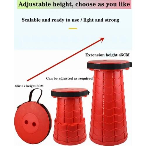 Banco Plegable Retractable Folding Stool for Camping Height Adjustable -Portable Plastic Collapsible Telescoping Stool Seat Pouf