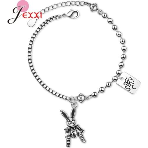 Luxury Brand 925 Sterling Silver Fashion Minimalist Jewelry Accessories Gift Square Shape Letter Luck Bracelets For Women