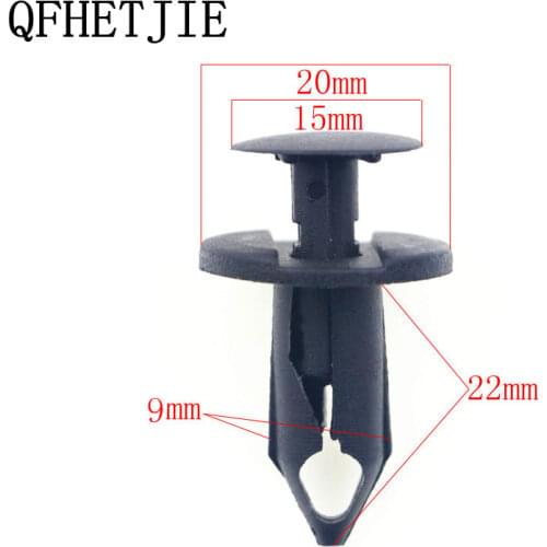 QFHETJIE 100Pcs Black Plastic Rivets Clips Auto Vehicle Car Bumper Clips Retainer Fastener Rivet Door Panel Fender