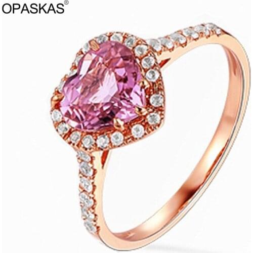 Natural Pink Heart-Shaped Love Ring Rose Gold Plated Live Pink Diamond Ring Elegant and Beautiful PT