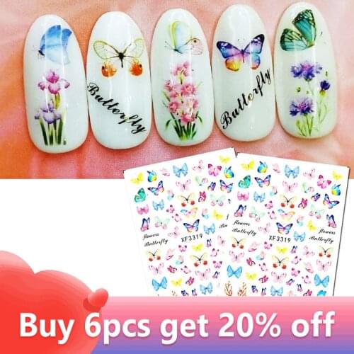 1 Sheet Nail Stickers Flower Butterfly Maple leaf Design UV Gel Polish Summer Beauty Nail Decals Decoration