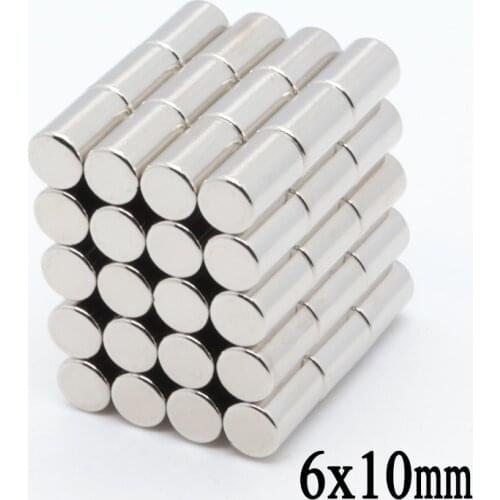 100pcs 6 x 10 mm Mini Round Super Strong Magnet Rare Earth Permanent Neodymium Magnets 6*10 6x10mm Magnet