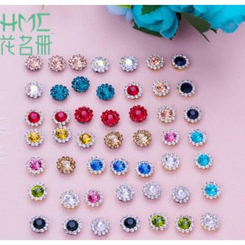 9.4MM 11.8MM Mutilcolor flower Rhinestones Crystal Glass Stones Glue On Flatback Stones DIY Manicure Nail Art Decorations