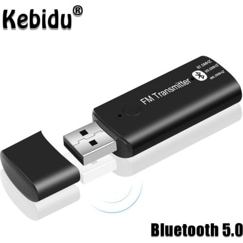 Kebidu USB Bluetooth Receiver Adapter FM Transmitter Bluetooth 5.0 Car Kit Wireless Music Audio Adapter For Car For Phone