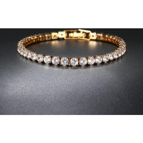 Simple Jewelry Temperament AAA Round Zircon Bracelet Rose Gold Gold Plating Fashion Womens Bracelet