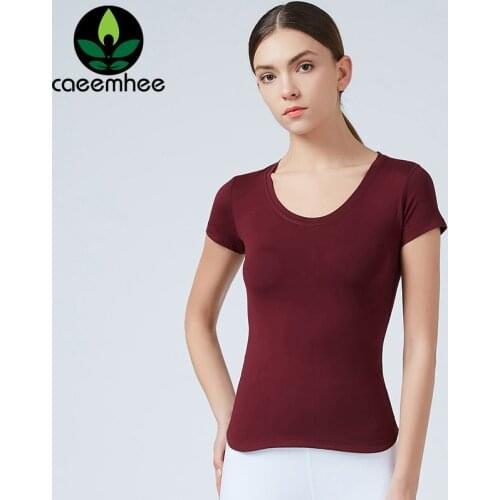 CAEEMHEE High Stretch Yoga Shirts Women Quick Dry Running Tops Tight Workout Gym Tees Short Sleeve Fitness Sports T-Shirts