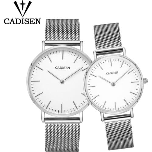 CADISEN Lovers Watches Set Steel Mesh Belt Waterproof Gifts Couples Ultrathin Watch Man And Ladies Dress Men Clock Reloj Hombre