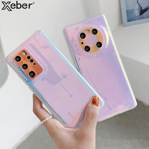 Luxury Laser Glitter Purple Clear Phone Case For Huawei P40 Pro Plus P30 P20 Lite Mate 40 RS 30 Nova 8 7 6 SE 5T 5i 4 Soft Cover