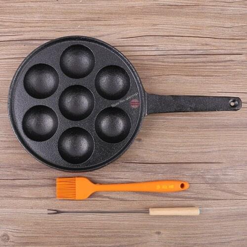 7 Holes Cast Iron Takoyaki Pan Takoyaki Maker 5.5cm Big Hole Maruko Machine Baking Forms Mold Pan Octopus Baking Machine