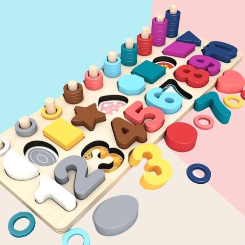 Childrens educational toys digital puzzles 1-2-3 years old boys and girls babies early education building blocks 3-in-1 board