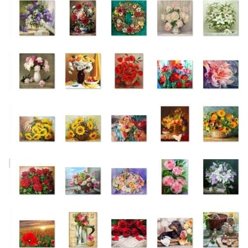 Red flowers 2 cross stitch kit people 18ct 14ct UNprinting11ct count print canvas stitches embroidery DIY handmade needlework