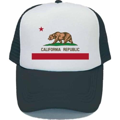 California Bear Trucker Cap Women Men California Republic Flag Caps Hip Hop Hat Baseball Cap Cool Funny Summer Mesh Cap YY312