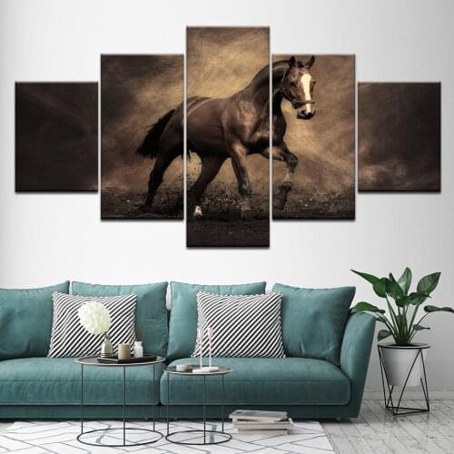 Canvas Painting The Wild Horses animal 5 Pieces Wall Art Painting Modular Wallpapers Poster Print for living room Home Decor