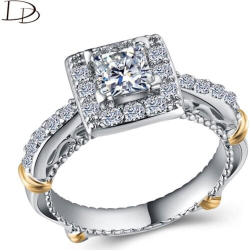 DODO Fashion Separation Color Ring Luxurious 6Mm Square AAA Zircon Stone Engagement Rings For Women Party Anillos Bijoux B1203