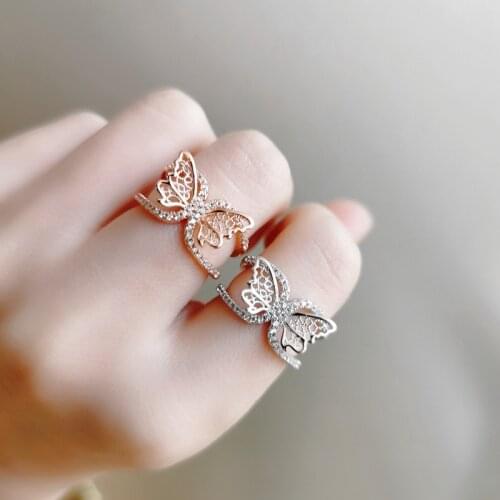 2020 Korean New Exquisite Butterfly Opening Ring Fashion Temperament Versatile Ring Elegant Ladies Banquet Jewelry