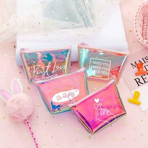 Coin Purse Bag Laser Women Transparent PVC Purses& Wallets Kids Girls Cute Clear Rainbow Mini Purse Fashion Coin Pouch Female