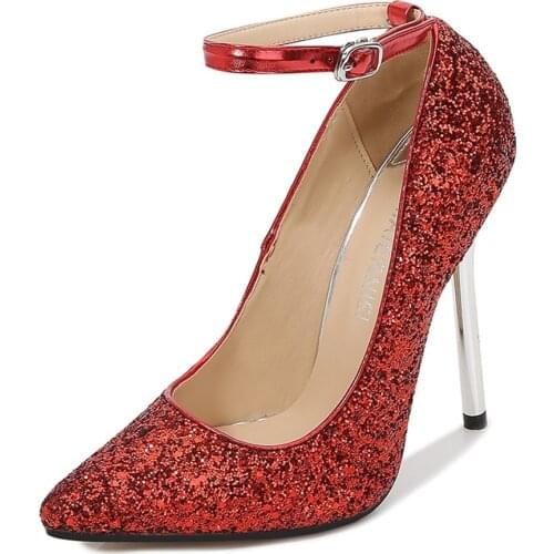 Mclubgirl Womens Shoes 13cm Metal Heel Thin Heeled Large Size Nightclub Models Red Catwalk Shoes Wedding Party Pumps WZ-A13-1