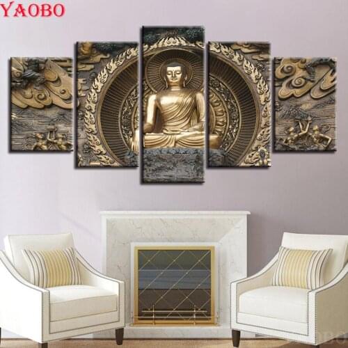 3D Diy Diamond Embroidery 5pcs religion buddha Diamond Painting full square round drill Mosaic painting rhinestones decoration