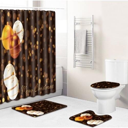 Shower Curtain Sets With Non-Slip Rugs Toilet Lid Cover Waterproof Shower Bath Durable Curtain Home Decorations