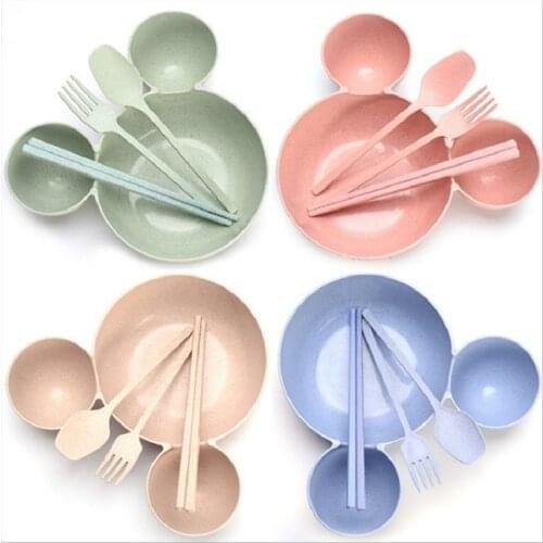 2019 New Cartoon Mickey Baby Bowl Dishes Children Feeding Bowl Baby Dinner Food Container Fruit Plate Childrens Tableware Set