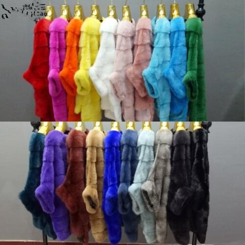 2018 new Luxury women natural mink fur coat stripe pullover overcoat