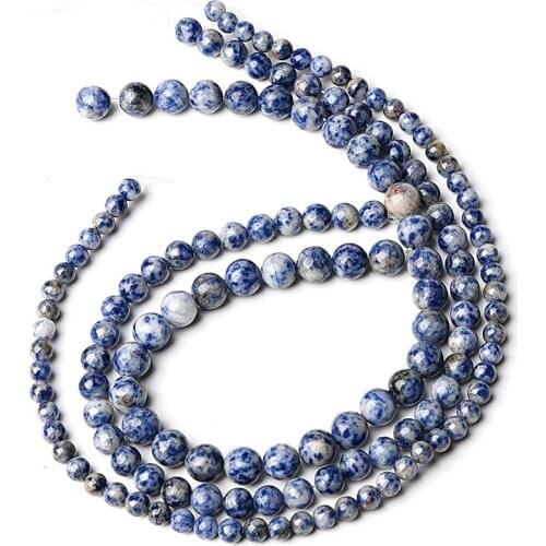 Wholesale Pure Natural Blue Spot Stone Beads 4/6/8/10/12mm Diy Bracelet Necklace 15inch Elegant Women Gifts Loose Beads gem H364