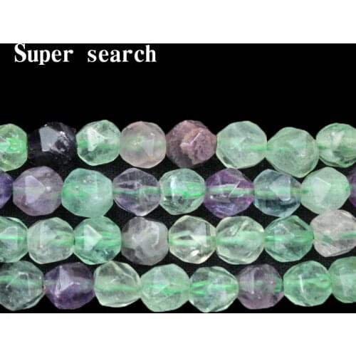 Wholesale Natural Cut surface beads 6/8 / 10mm Green Fluorite Loose Beads For Jewelry Making Bracelet Necklace Jewelry Perles
