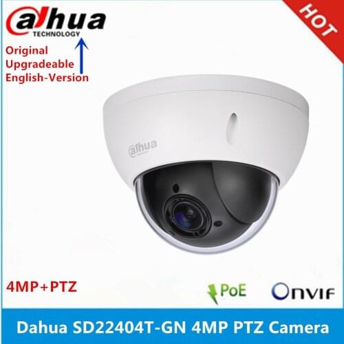 Original Dahua DH SD22404T-GN 4MP Full HD Network Mini PTZ IP Dome 4x optical zoom lens DH-SD22404T-GN POE Camera